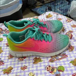 Nike Kids Sneakers - Pink, Green, and Yellow